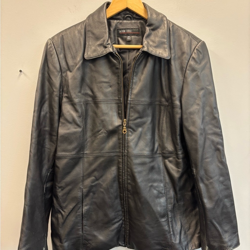 Jason‎ Kole medium leather jacket black 90’s soft full zip